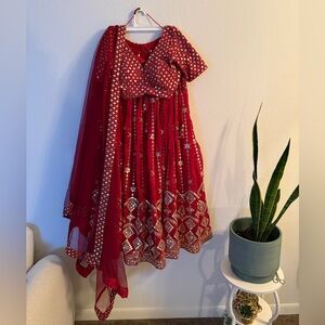 Exquisite Red and Gold Women's Lehenga
